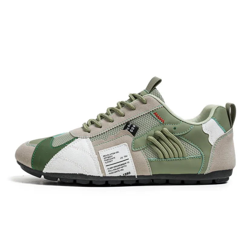 Chaussures de sport décontractées pour hommes, mocassins quatre saisons, baskets en cuir à lacets, confortables et respirantes, personnalité de conception tendance