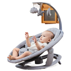 Chaises à bascule électriques pour bébé, chaise apaisante pouvant s'allonger ou s'asseoir balançoire pour bébé électrique 180 °   Siège rotatif, bascule multi-vitesses pour bébé