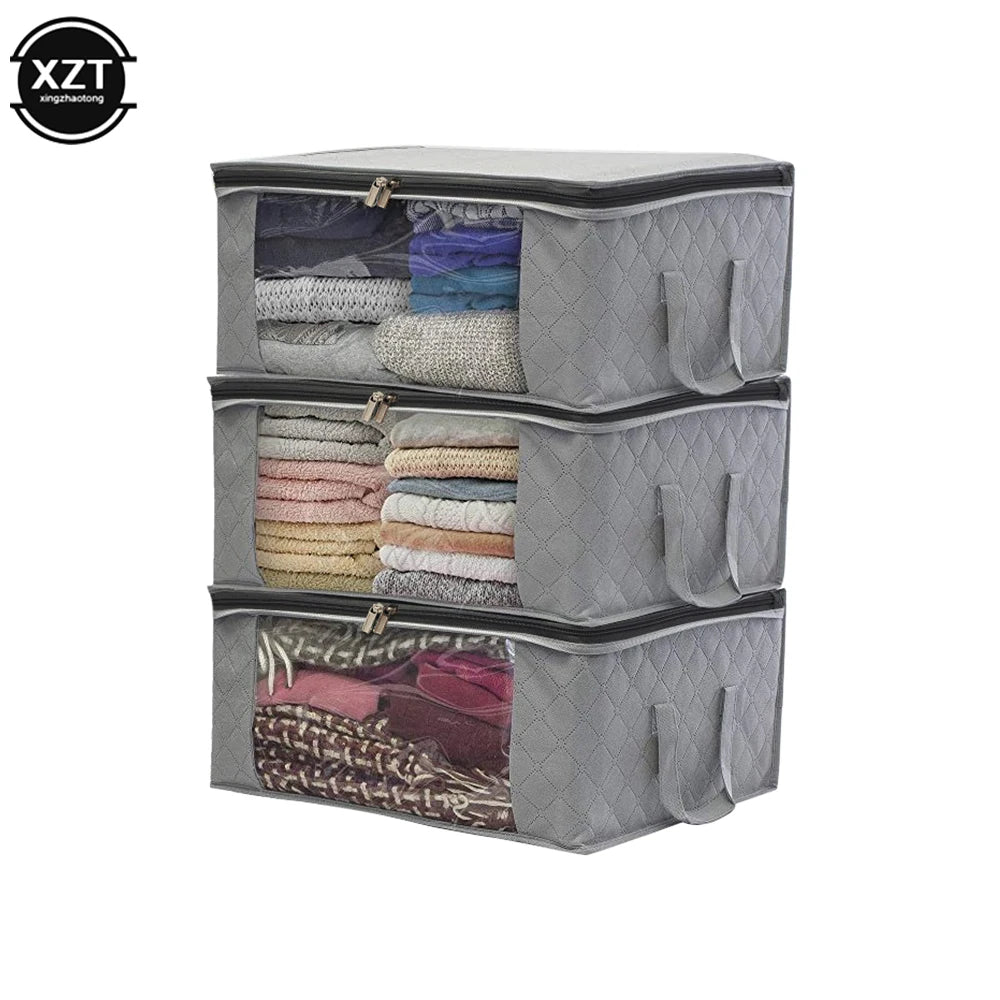 1PCS Folding Storage Box Fashion Clothes Collecting Case Non Woven Fabric With Zipper Moisture-proof Quilt Storage Box Hot Sale
