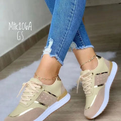 2023 femmes baskets plate-forme chaussures en cuir Patchwork chaussures de Sport décontractées dames en plein air course chaussures vulcanisées Zapatillas Mujer