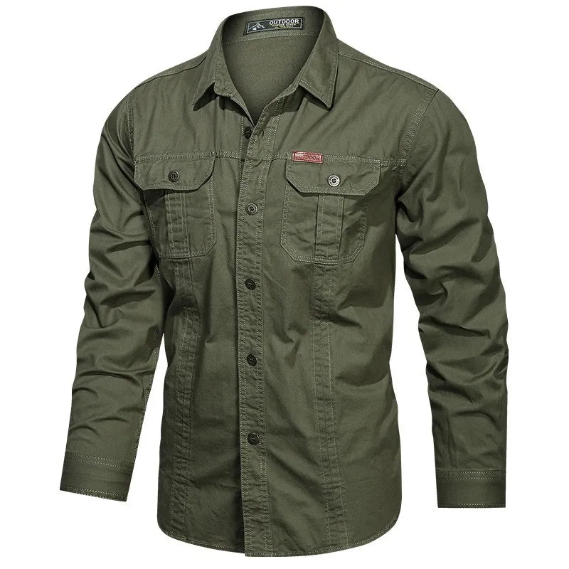 Printemps automne chemises hommes à manches longues décontracté coton chemise de haute qualité Camisa Militar surchemise marque vêtements chemisiers d'extérieur