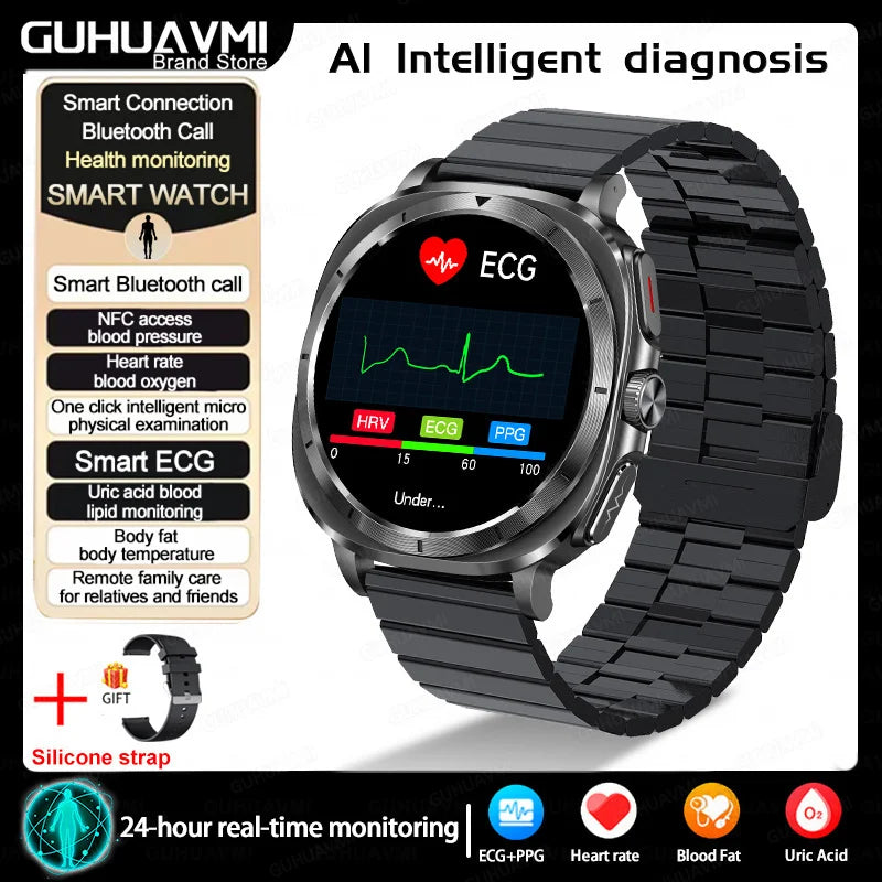 2025 nouveau pour Samsung Galaxy montre 7 acide urique pression artérielle oxygène sanguin analyse du corps montre intelligente ECG + PPG horloge Smartwatch hommes