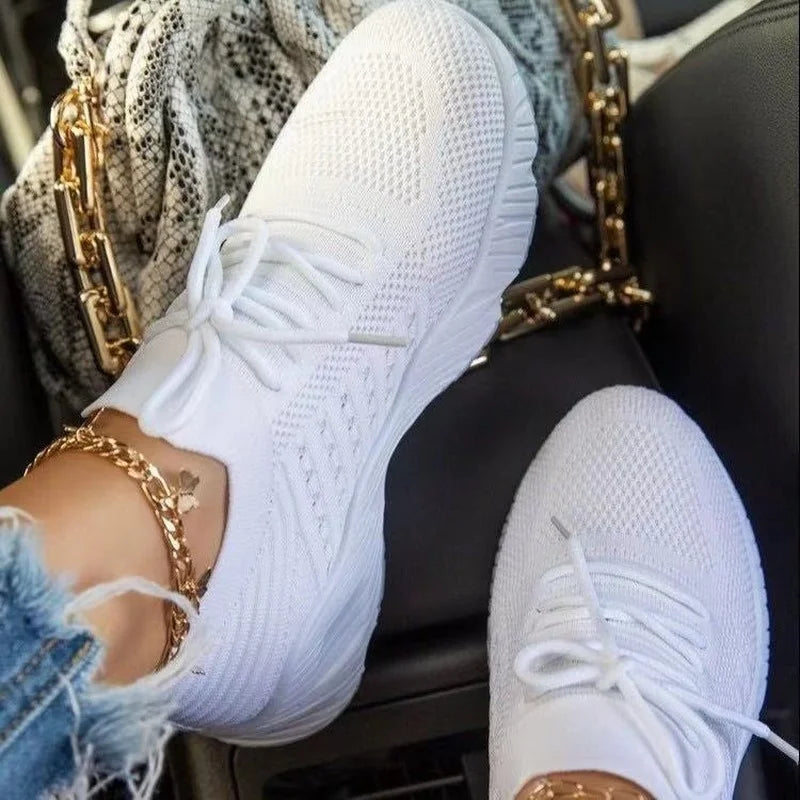 maille respirante femmes casual baskets lacets vulcanisés chaussures dames plate-forme baskets femmes chaussures plus taille zapatos de mujer