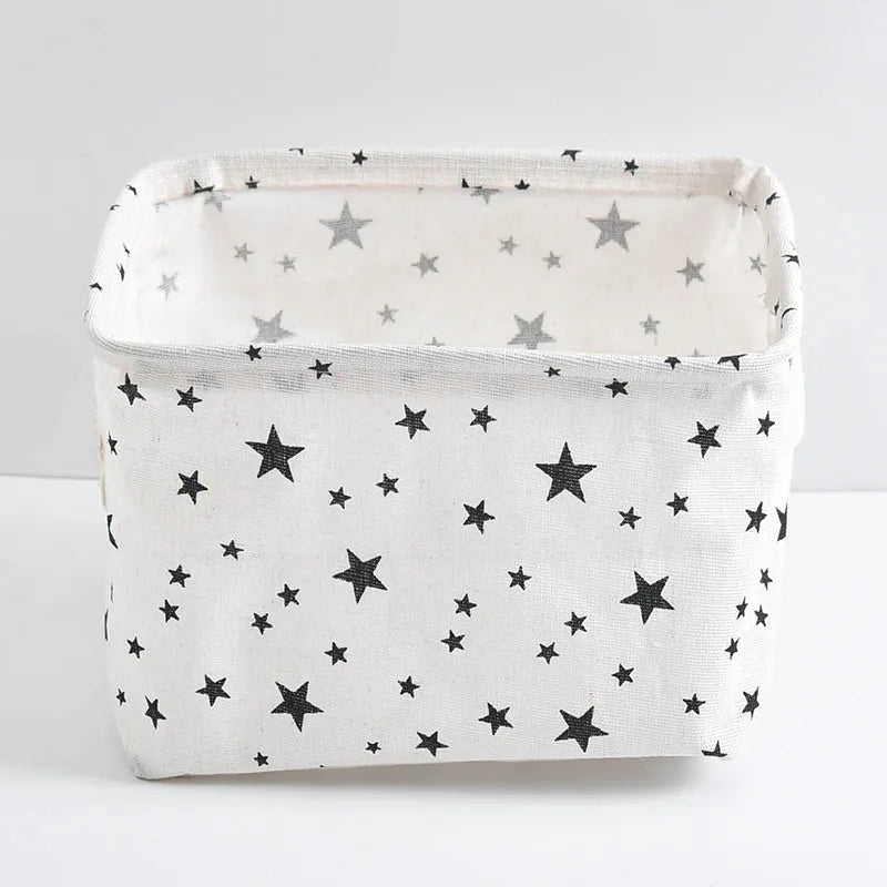 Petit panier de rangement en toile pliable avec poignée, boîte de rangement de bureau en coton et lin, petit panier de rangement étanche frais 1 pièce