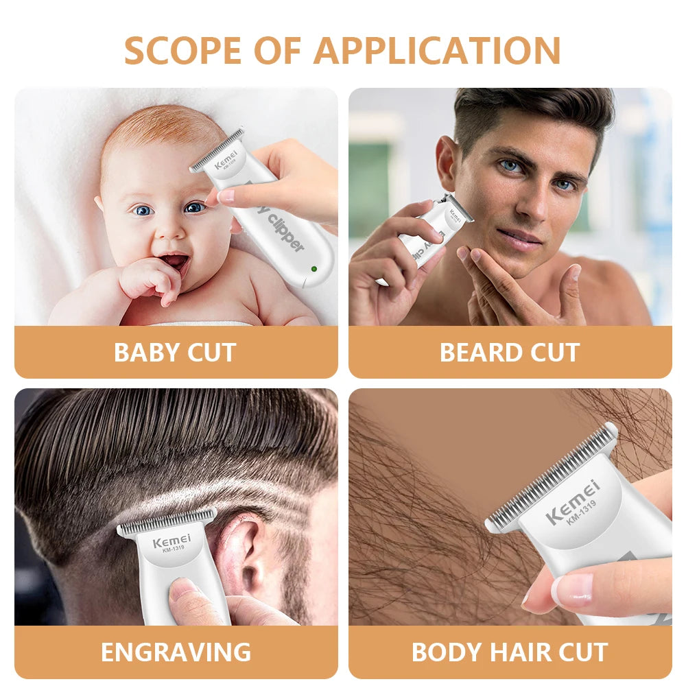 Kemei-Tondeuse à cheveux électrique portable pour bébé, mini machine à couper les cheveux pour enfants, rasoir silencieux aste, tondeuse à faible bruit, 1319