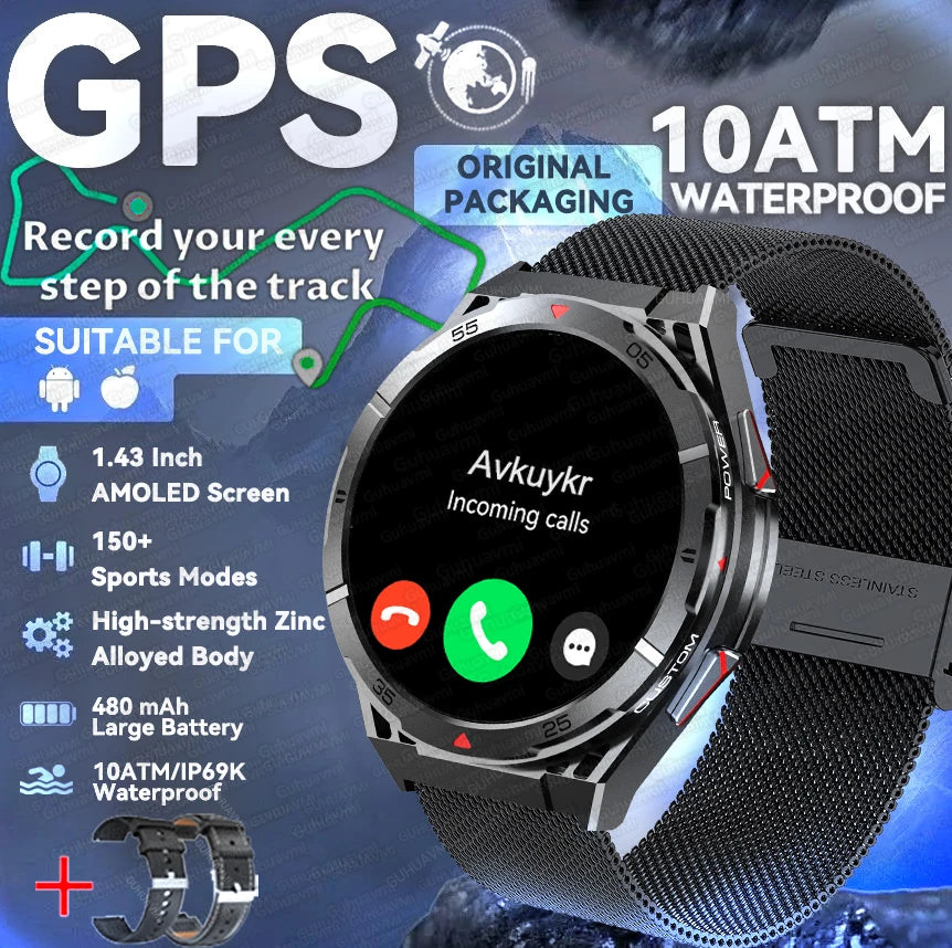 2025 nouveau pour HUAWE Original GPS SmartWatch Ultra 466*466 HD AMOLED affichage sport boussole BT appel IP69 étanche Bracelet intelligent