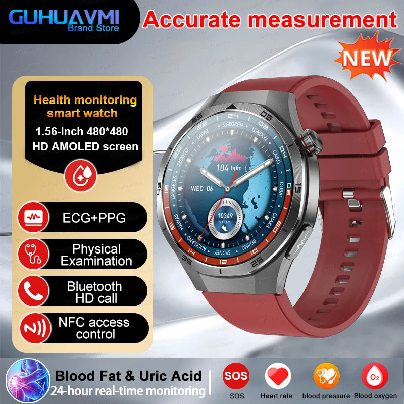 2025 nouveau pour HUAWEI montres de santé lipides sanguins acide uricique pression artérielle analyse du corps montre intelligente ECG + PPG horloge Smartwatch hommes