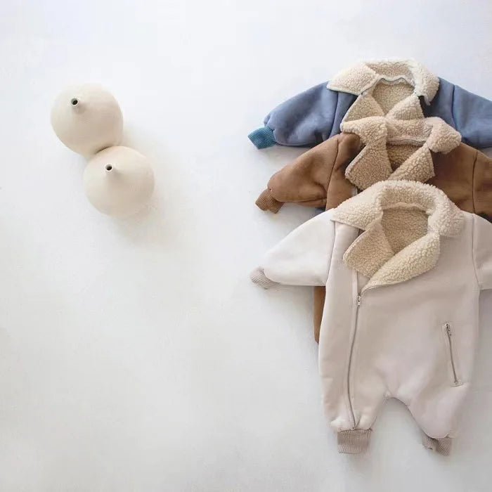 Barboteuse en polaire pour nouveau-né, fermeture éclair, pour filles, combinaison épaisse et chaude en velours, vêtements pour nourrissons garçons et tout-petits