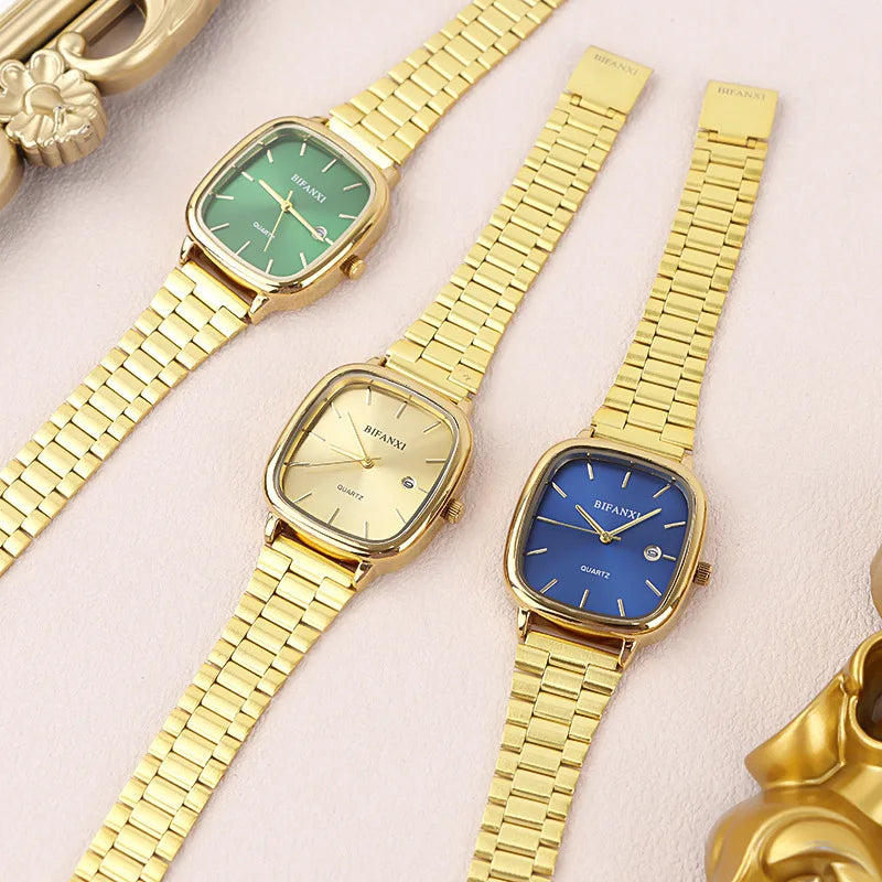 Hommes d'affaires montre à Quartz étanche de luxe bleu argent bande d'acier montres femmes mode calendrier Relogio Feminino en gros