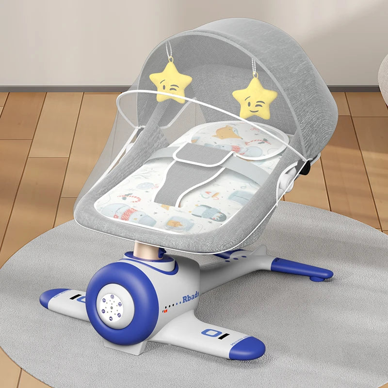 Chaise à bascule électrique de dessin animé pour bébé, chaise apaisante de musique Bluetooth pour bébé, berceau de couchage pour bébé, berceau électrique pour nouveau-né