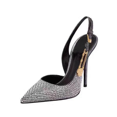 Escarpins de luxe à strass et paillettes pour femmes, chaussures élégantes à bout pointu, talons aiguilles, chaussures à la mode printemps été