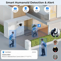 Camhipro-Caméra de surveillance IP WiFi breton 5MP, dispositif de sécurité sans fil, anti-vandalisme, avec détection humanoïde, carte SD Onvif, codec H.disparates