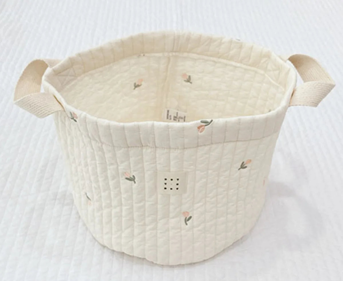 Sac d'organisation en coton Beige brodé pour couches de bébé, sac de rangement pour jouets, panier de rangement polyvalent pour berceau, 1 pièce