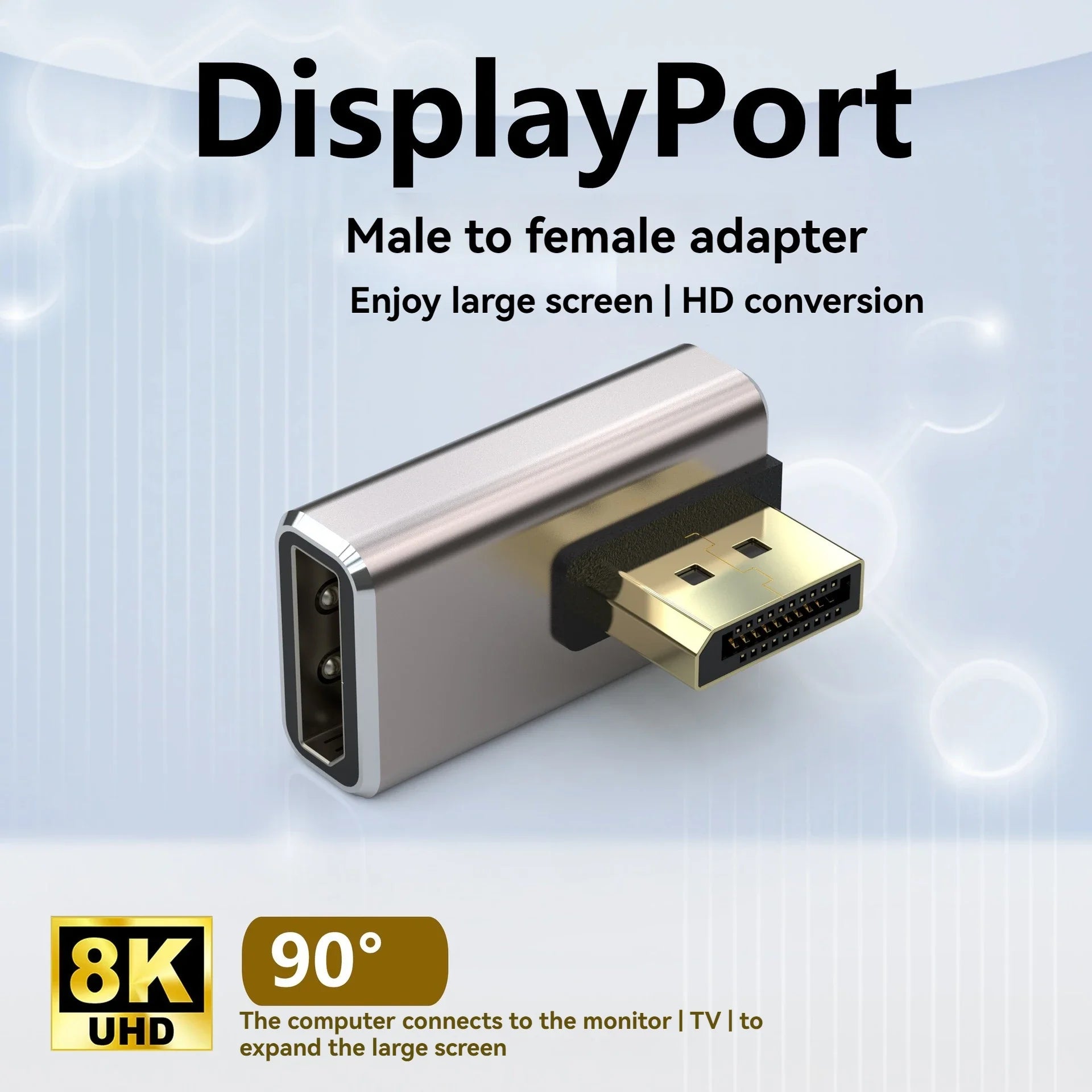 DP mâle à femelle coude à Angle droit de 90 degrés affichage de carte graphique d'ordinateur convertisseur Displayport 4K144hz tête de direction HD 8k