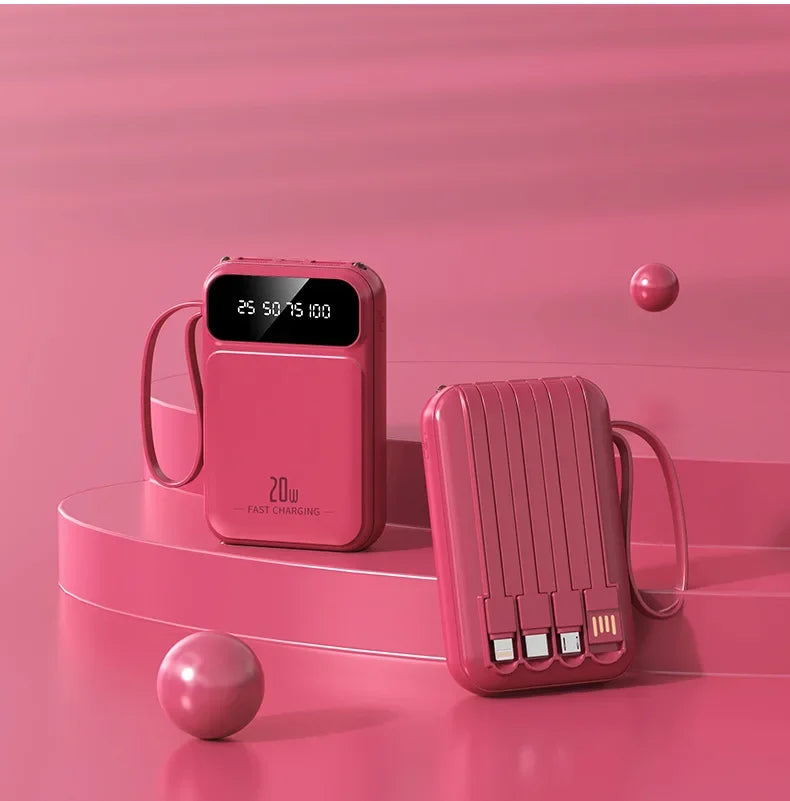 20000mAh batterie externe haute capacité 4 en 1 câble PD 20W charge rapide Powerbank chargeur de batterie Portable pour IPhone Samsung Huawei