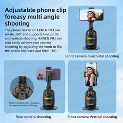 Stabilisateur de téléphone portable à cardan avec suivi du visage AI, support de selfie à rotation automatique à 360 °, trépied en option, iPhone 15 Pro Max Android