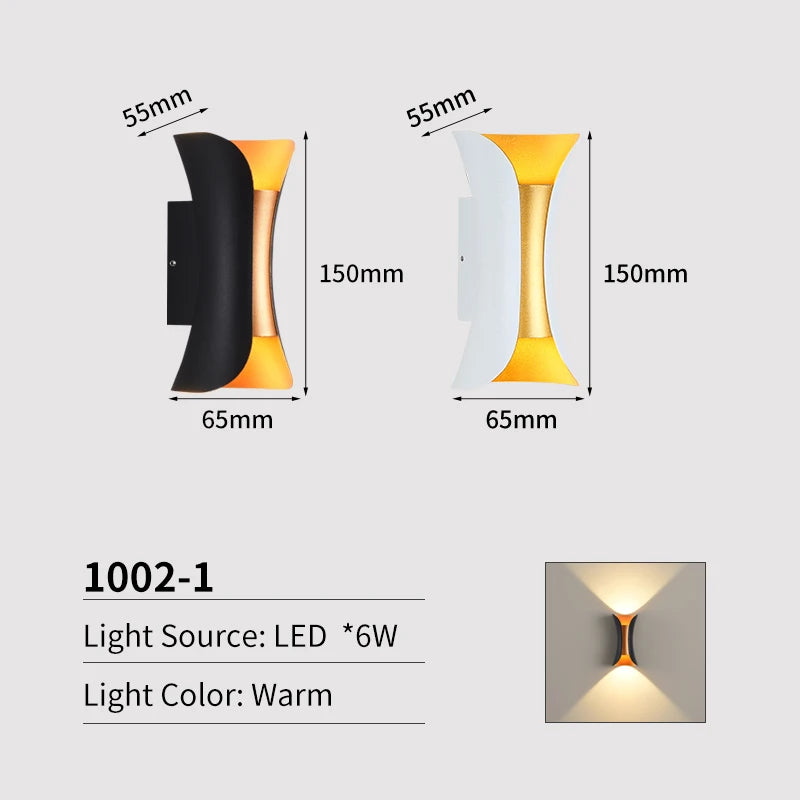 JoollySun Wall Light Outdoor Lamp Home Decor Lighting for Balcony Garden LED Waterproof Aluminium Modern Wall Mounted Sconces