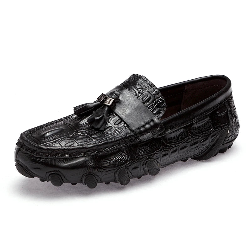 Hommes en cuir véritable chaussures d'affaires motif Crocodile mocassins mode mocassins mâle conduite appartements confortable sans lacet homme chaussures décontractées