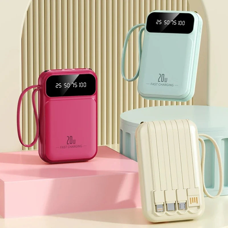 20000mAh batterie externe haute capacité 4 en 1 câble PD 20W charge rapide Powerbank chargeur de batterie Portable pour IPhone Samsung Huawei