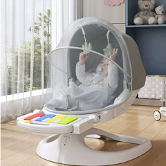 Chaise à bascule électrique pour bébé, touches de piano, lit de bébé confortable avec musique Bluetooth de 0 à 3 ans, lit de berceau électrique pour bébé, videur