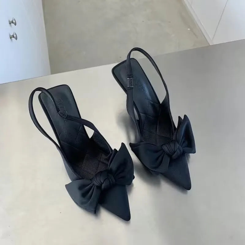 Femmes chaussures 2024 printemps nouveau papillon noeud femmes Slingbacks talons chaussures robe Sexy talon mince bout pointu dames talons hauts femmes