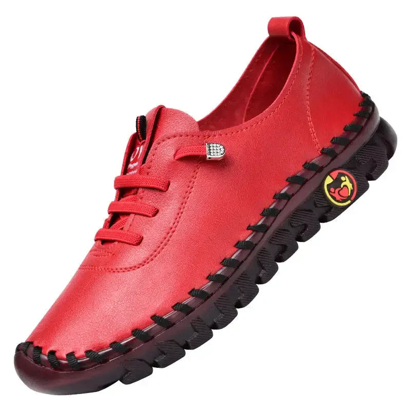 Femmes Grande Taille 35-43 Yard PU Cuir Chaussures De Sport Chaussures De Course Fond Plat Avec Sangles Élastiques Chaussures Pour Femmes Baskets