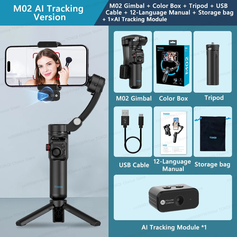 M02 nouveau stabilisateur de cardan portatif à 3 axes pour Smartphone avec télécommande sans fil pour iPhone Android téléphone suivi du visage Tiktok Vlog