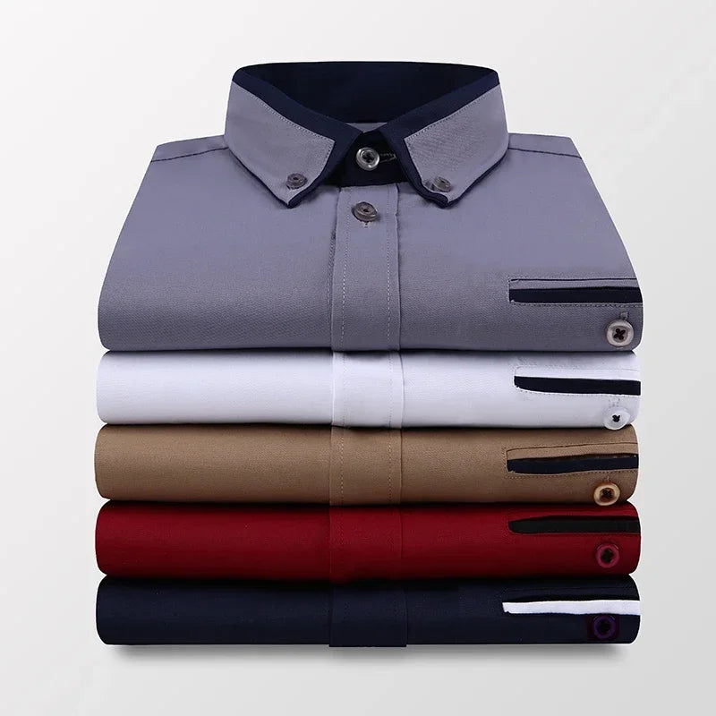 TFETTER Chemise d’affaires d’été Hommes Manches courtes Chemise boutonnée Col rabattu Chemises décontractées Vêtements pour hommes Plus la taille 5XL