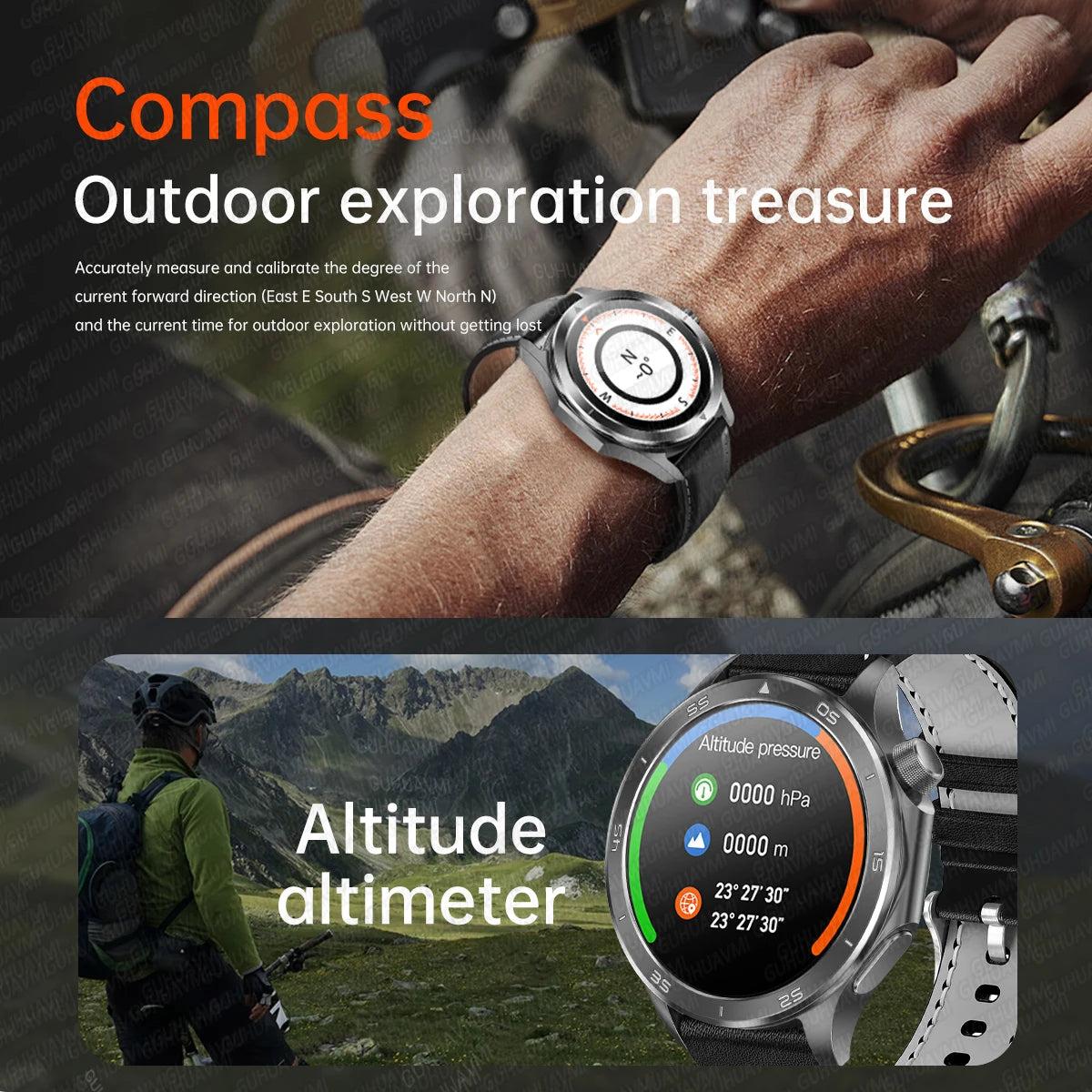 Montre connectée GPS pour hommes, avec boussole, altimètre de pression, étanche IP68, appel Bluetooth, écran AMOLED, nouveau, 2025