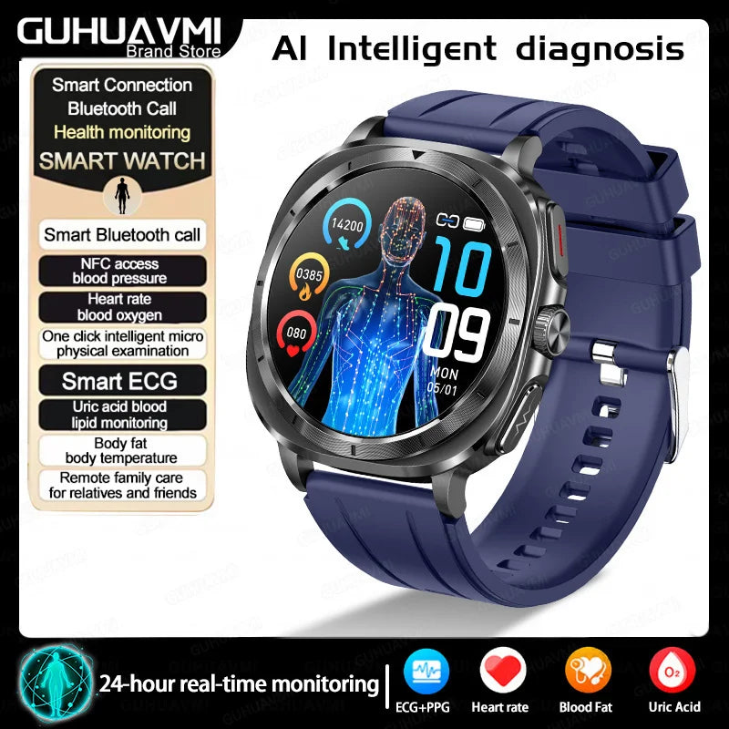 2025 nouveau pour Samsung Galaxy montre 7 acide urique pression artérielle oxygène sanguin analyse du corps montre intelligente ECG + PPG horloge Smartwatch hommes
