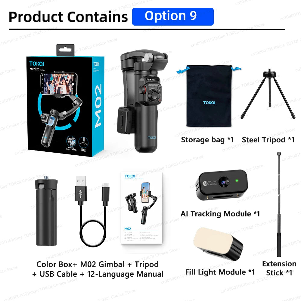 Support Téléphone Gimbal 3 Axes à Main, Enregistrement Vidéo Anti-Tremblement avec Trépied Selfie Stabilisateur pour Xiaomi iPhone et Smartphones