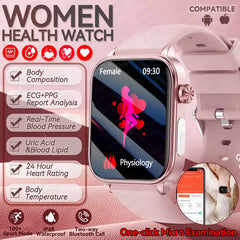 2025New moniteur de santé montre intelligente femmes analyse ECG pression artérielle piste Menstruelle appel BT 1.39 pouces écran Smartwatch dames