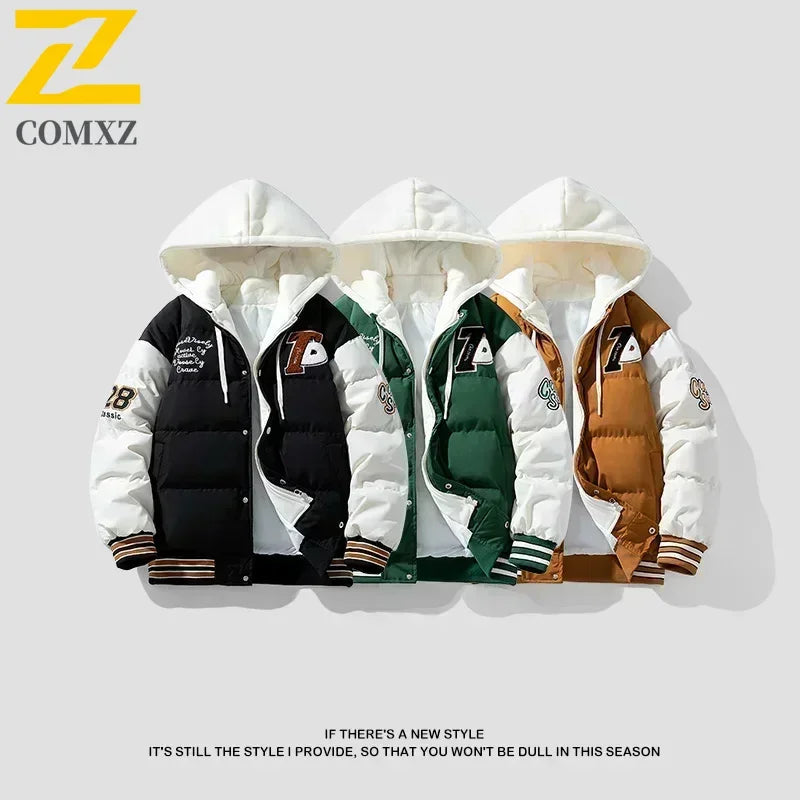 Veste de marque tendance coréenne pour hommes, Parka à capuche, Design brodé, décontractée, pour l'extérieur, Streetwear pour jeunes, nouvelle collection hiver 2024