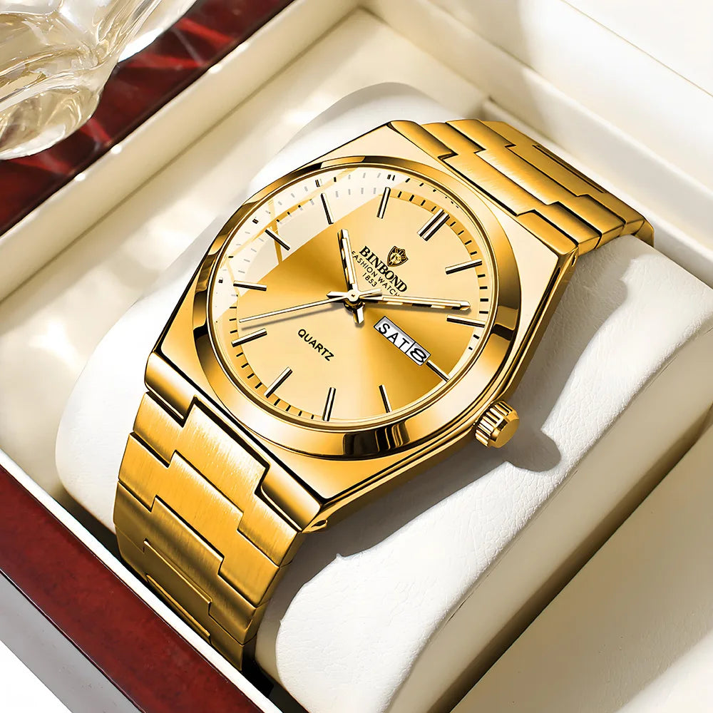 UTHAI Hommes Montre Légère Luxe Marque En Acier Inoxydable Double Calendrier Étanche Mâle Affaires Loisirs Mode Horloge À Quartz Montres