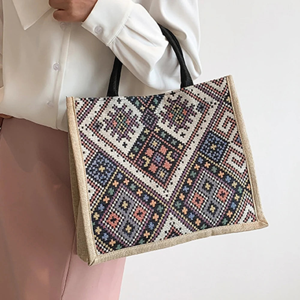 Sac à Main de Grande Capacité de Style Ethnique pour Femme, Fourre-Tout Rétro