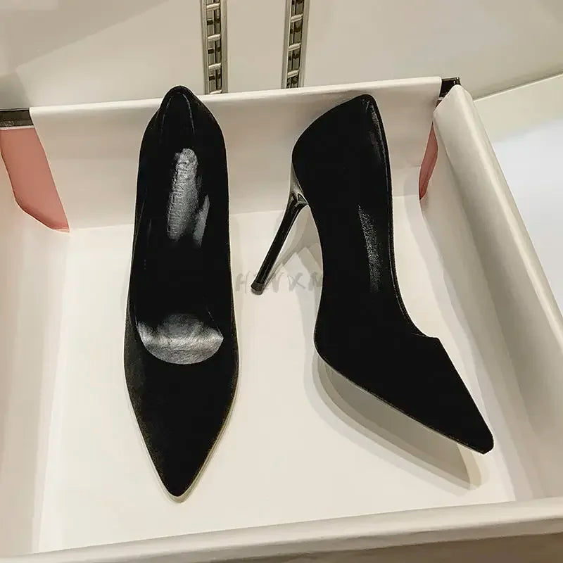 Femmes pompes Sexy daim Ponited orteils talons hauts mode bureau Stiletto fête rouge chaussures de mariage femme confort femmes chaussures