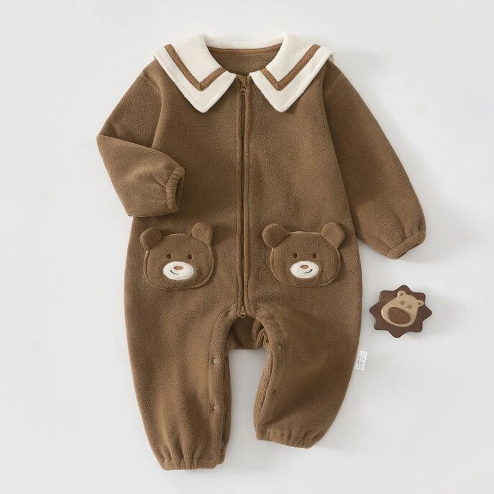 Barboteuse de noël pour bébé, manches longues, polaire chaude d'hiver, vêtements d'extérieur pour nourrissons, combinaisons unisexes pour garçons et filles