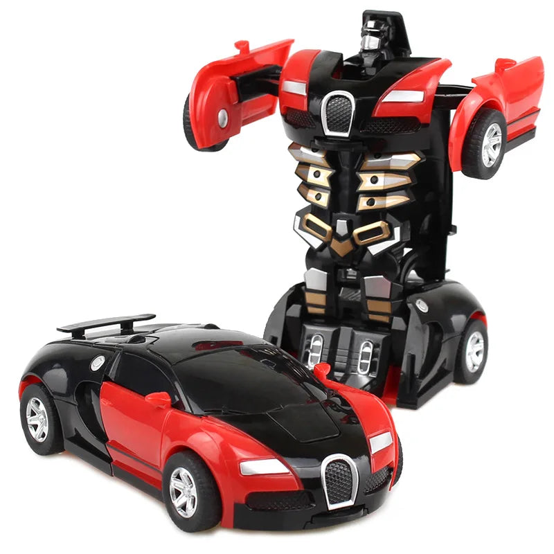 Voiture de déformation à une clé pour enfants, robot de transformation automatique, jouet moulé sous pression, mini modèle en plastique 2 en 1, cadeaux amusants pour garçons