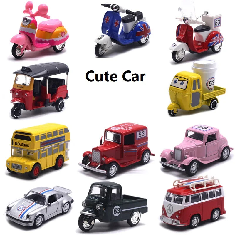 Mignon moulé sous pression en alliage métal voiture Bus moteur Tricycle moto Taxi modèle jouet enfants cadeau d'anniversaire