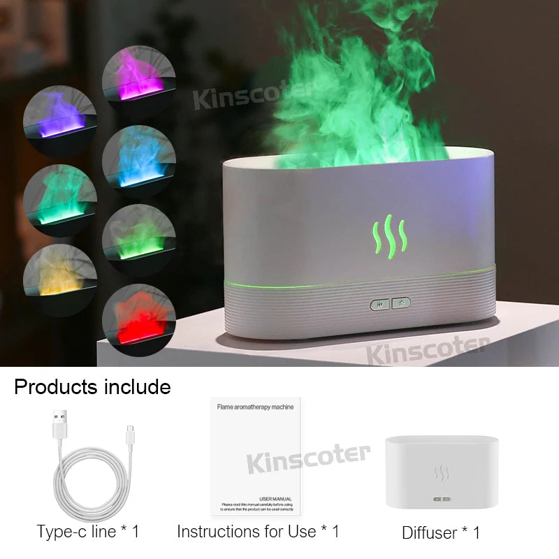 KINSCOTER – diffuseur d'arôme, humidificateur d'air ultrasonique à brume fraîche, brumisateur Led, lampe à flamme d'huile essentielle