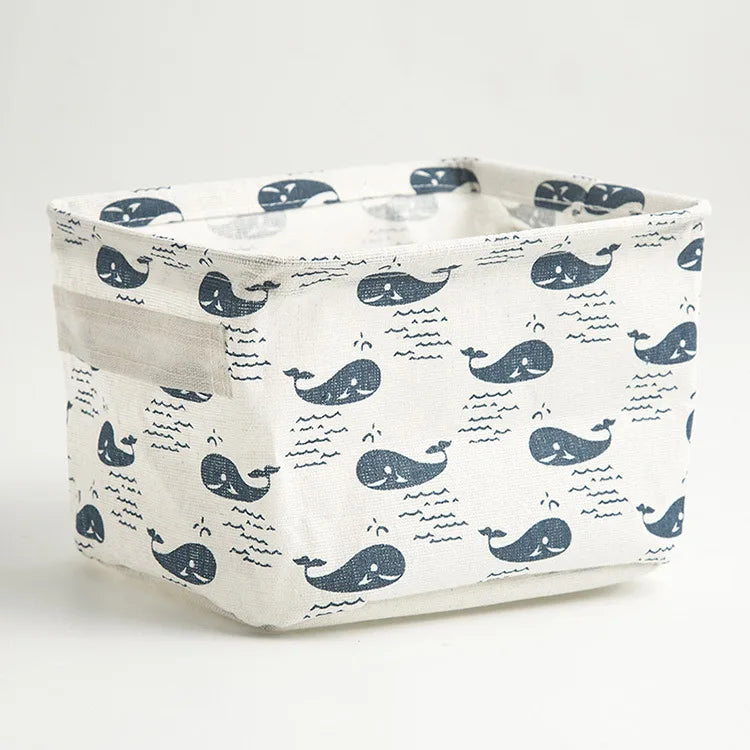 Petit panier de rangement en toile pliable avec poignée, boîte de rangement de bureau en coton et lin, petit panier de rangement étanche frais 1 pièce