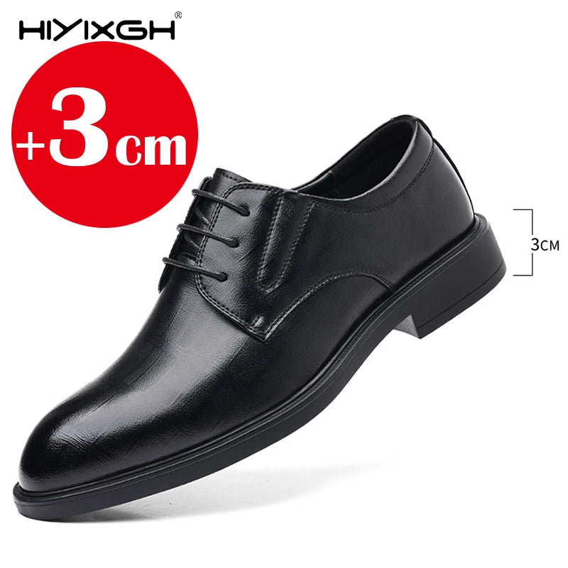 3/6/8 CM chaussures d'ascenseur hommes chaussures habillées noir en cuir souple hommes rehausser chaussures formelles décontracté hommes d'affaires Oxfords costume
