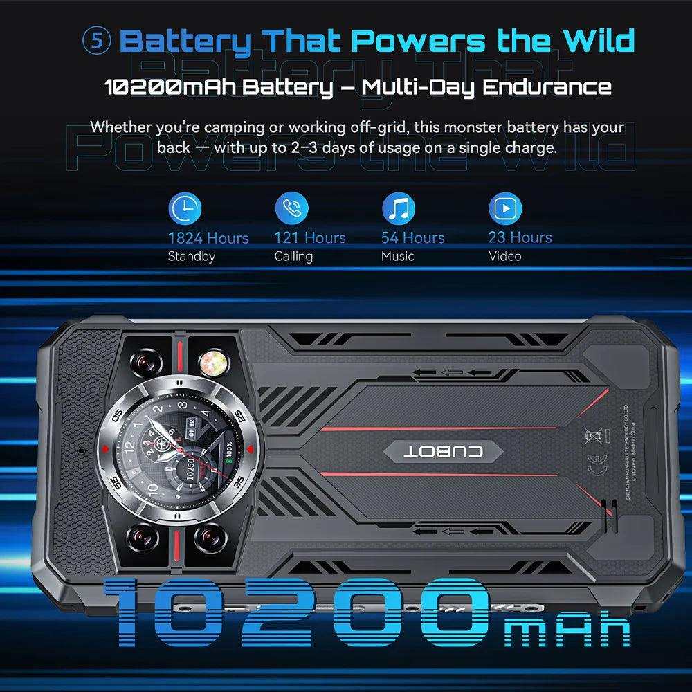 Cubot Smartphone robuste Kingkong 11 Android 15 dimension 7025 5G téléphone portable 16GB + 256GB 10200mAh 108MP 33W téléphone portable NFC