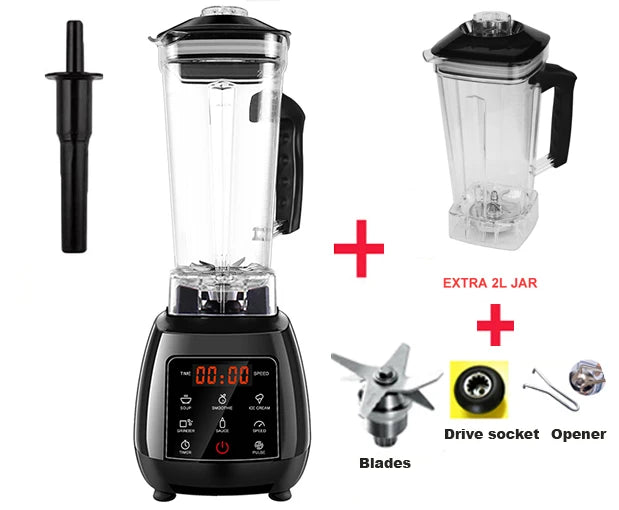 Mixeur digital professionnel 3HP sans BPA 2 LItres avec touche tactile, robot de cuisine blender, mélangeur et presse-agrumes très puissant pour faire de délicieux smoothies glacés aux fruits avec bouton sensitif