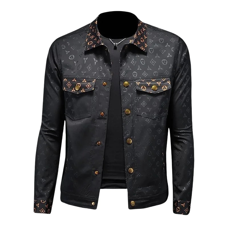 Veste à fleurs foncées pour hommes, grande taille, revers, décontracté, mince, beau, tendance, vêtements pour hommes, automne, nouveau