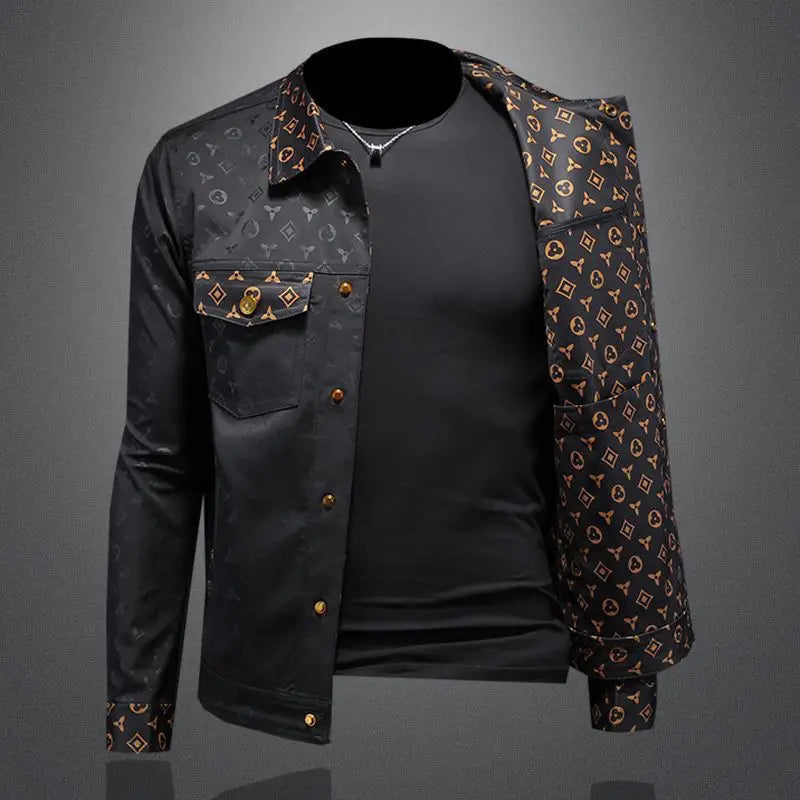 Veste à fleurs foncées pour hommes, grande taille, revers, décontracté, mince, beau, tendance, vêtements pour hommes, automne, nouveau