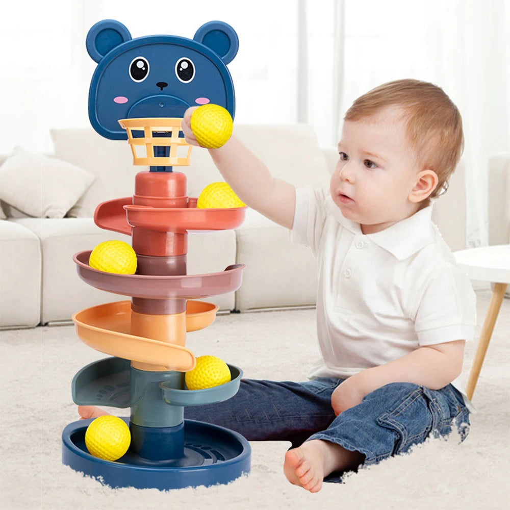 Jouets pour bébé, boule roulante, tour à poils, jouet éducatif précoce pour bébés, piste rotative, cadeau éducatif pour bébé, jouet à empiler pour enfants