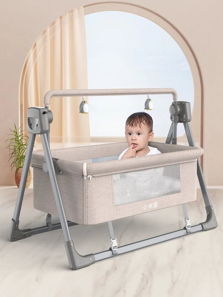 Berceau Électrique Multifonction pour Bébé de 0 à 3 ans, Chaise à Bascule Intelligente, mir de Couchage pour Nouveau-né