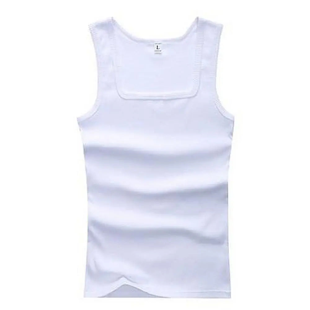 Débardeur élastique Pur coton Sans manches Hommes t-shirt Musculation Fitness T-shirt