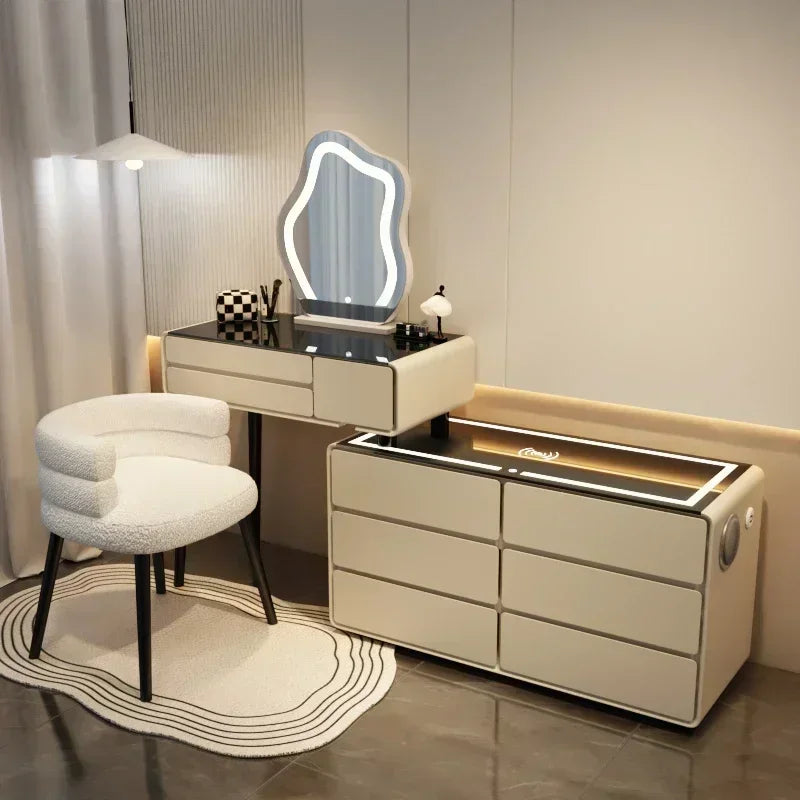Tiroirs coffre vanité chaise miroir Mobile lumière Console Table Dressing moderne rangement Mesas De Maquiagem chambres meubles
